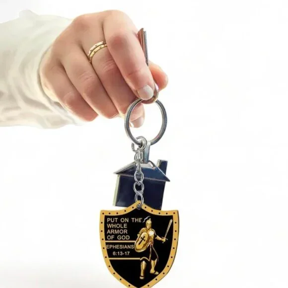 NEW! ARMOR OF GOD BUNDLE - POUCH/KEYCHAIN/WRISTBAND BLK & RED STYLE 2 - Picture 7 of 7